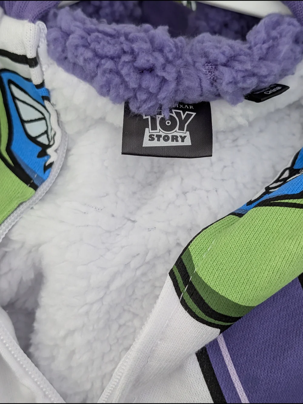 Buzz Lightyear Green & White Kids Sherpa Zip Up Jacket